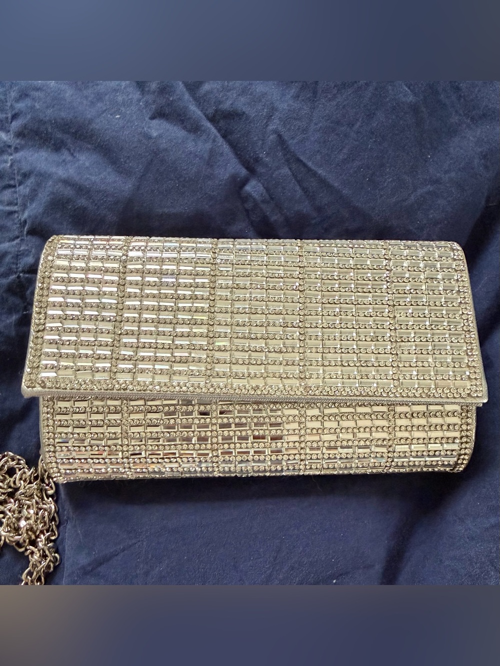Starlet Gold Metallic Beaded Chain Strap Metallic Fiber Shoulder Bag for Women